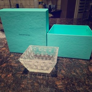 Tiffany basket weave crystal dish